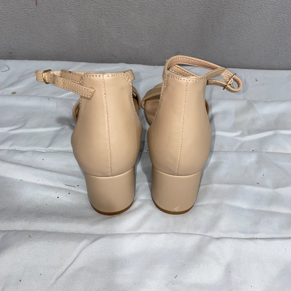 Madden Girl Leanna Nude Block Heel Sandals Ankle Strap Minimalist Heels Size 6 - Picture 4 of 7